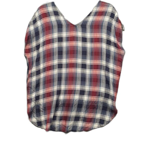 Knox Rose Women's Sleeveless Button Up Blue Red Plaid size M - Picture 5 of 6